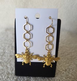 Dani Awesome Brass Punch Bee Earrings
