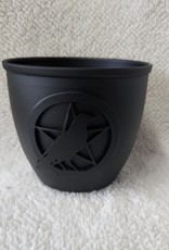 Metal Smudge Pot - Pentacle w/Raven, Small