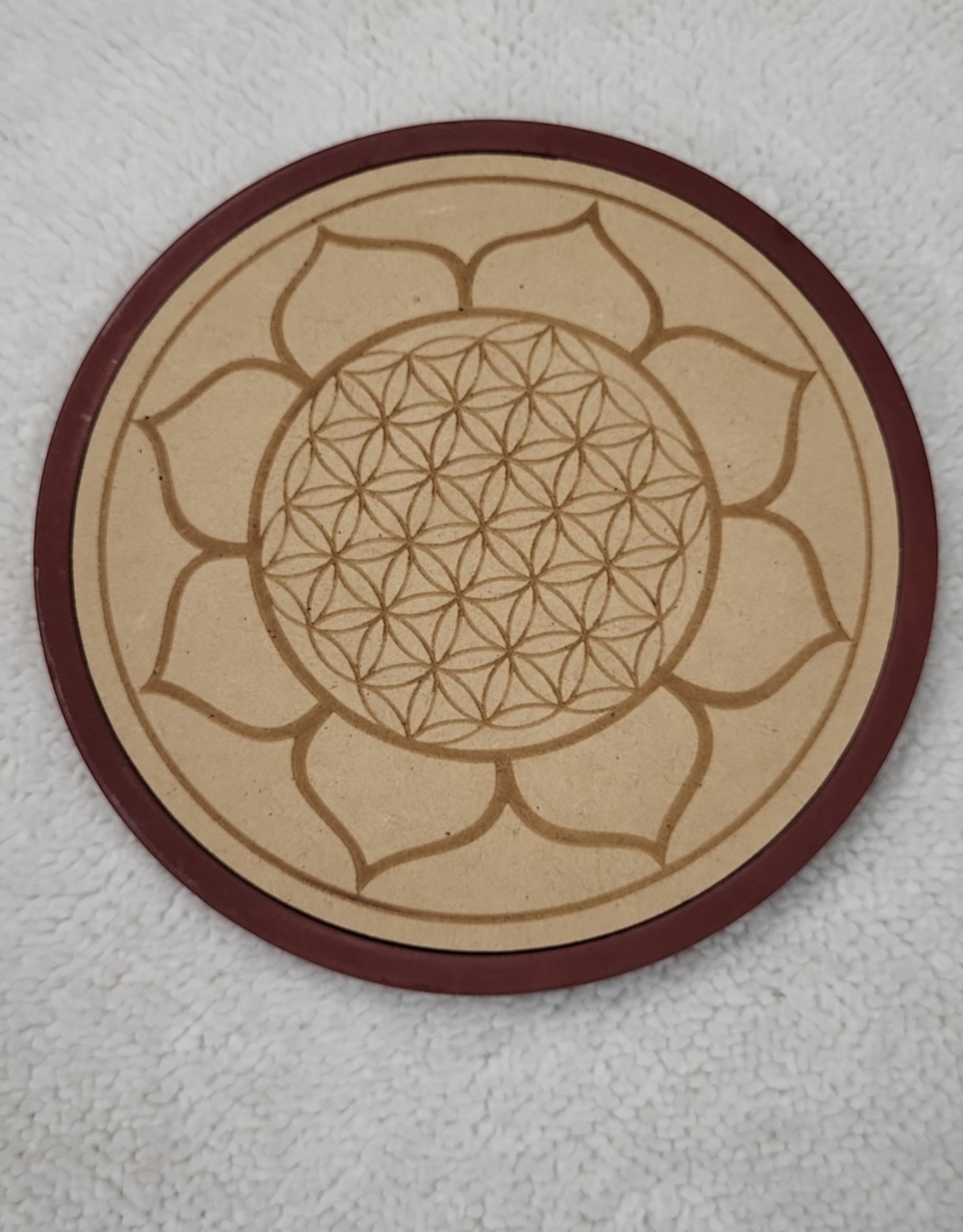 Wood Crystal Grid - Lotus / Flower Of Life