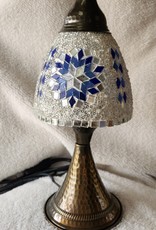 Tiffany Mushroom Turkish Lamp | Blue and Silver