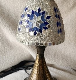 Tiffany Mushroom Turkish Lamp | Blue and Silver