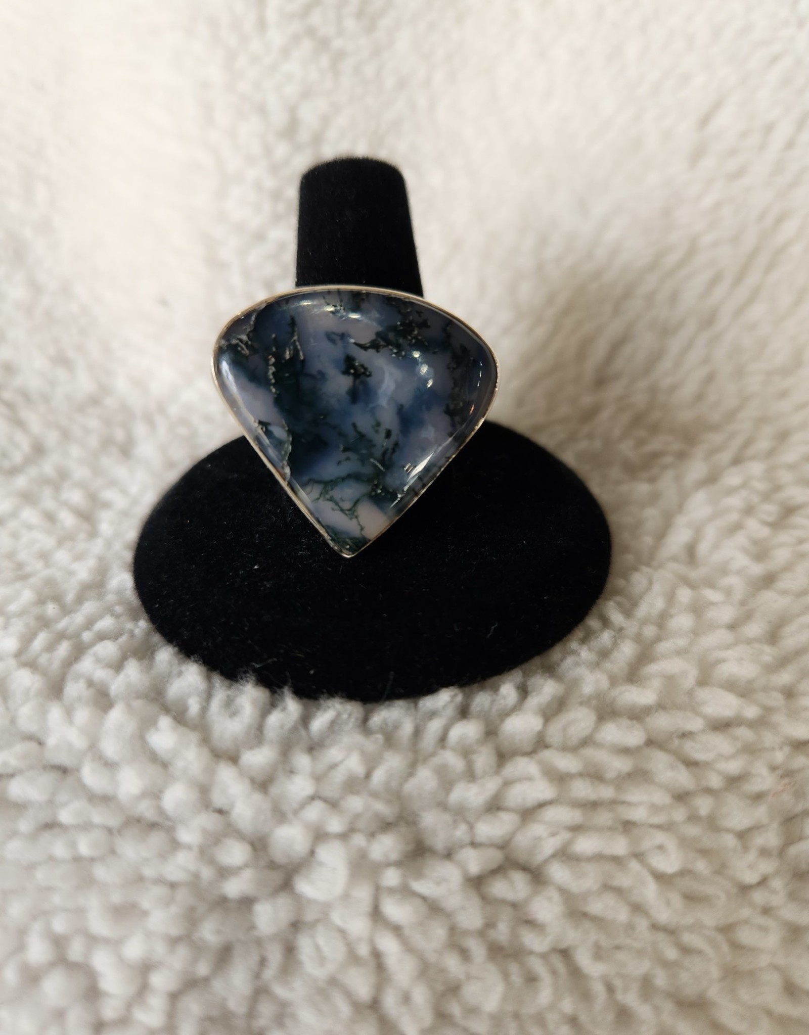 Sterling Silver Moss Agate Ring Size 11