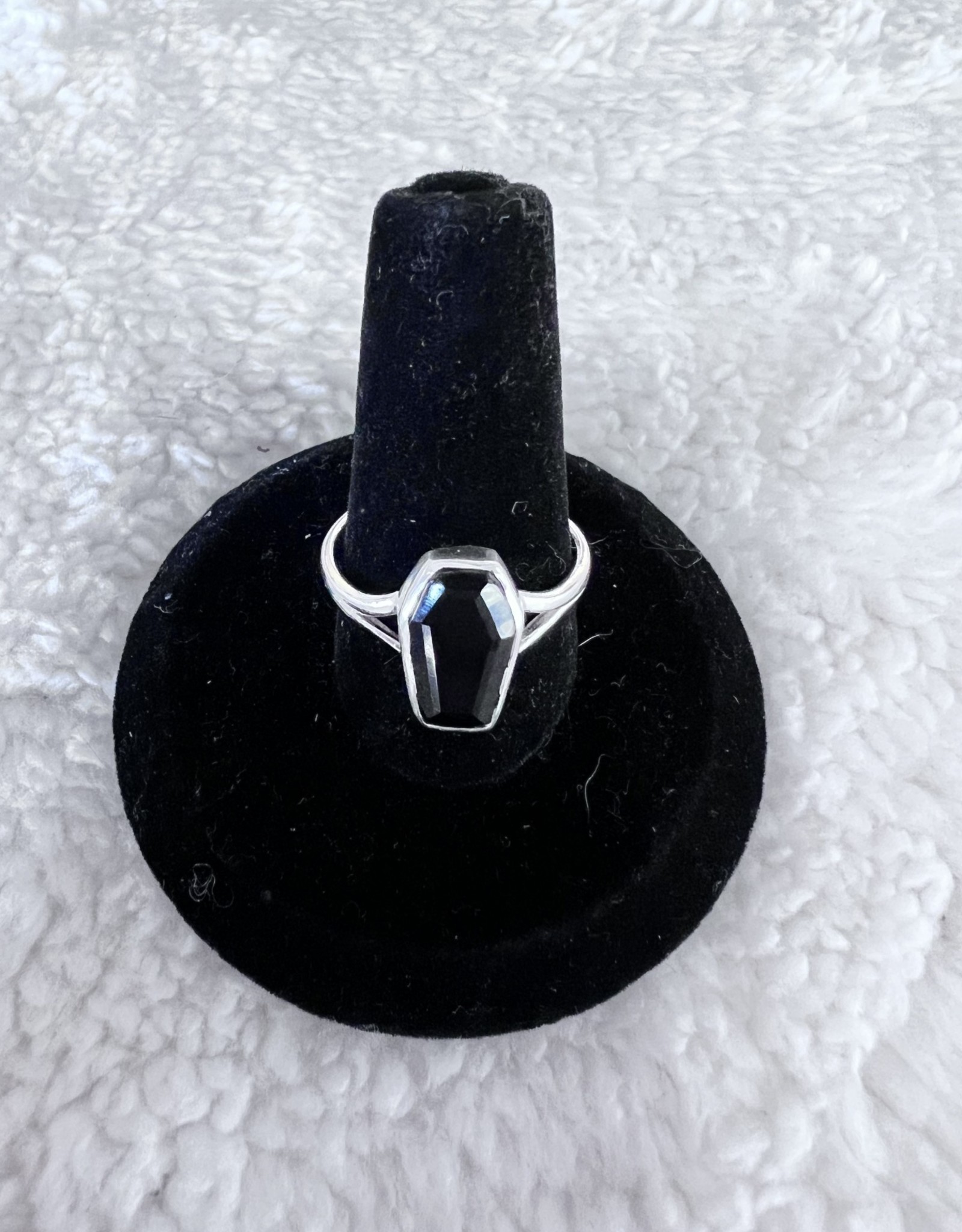 Black Onyx Coffin Ring Size 7
