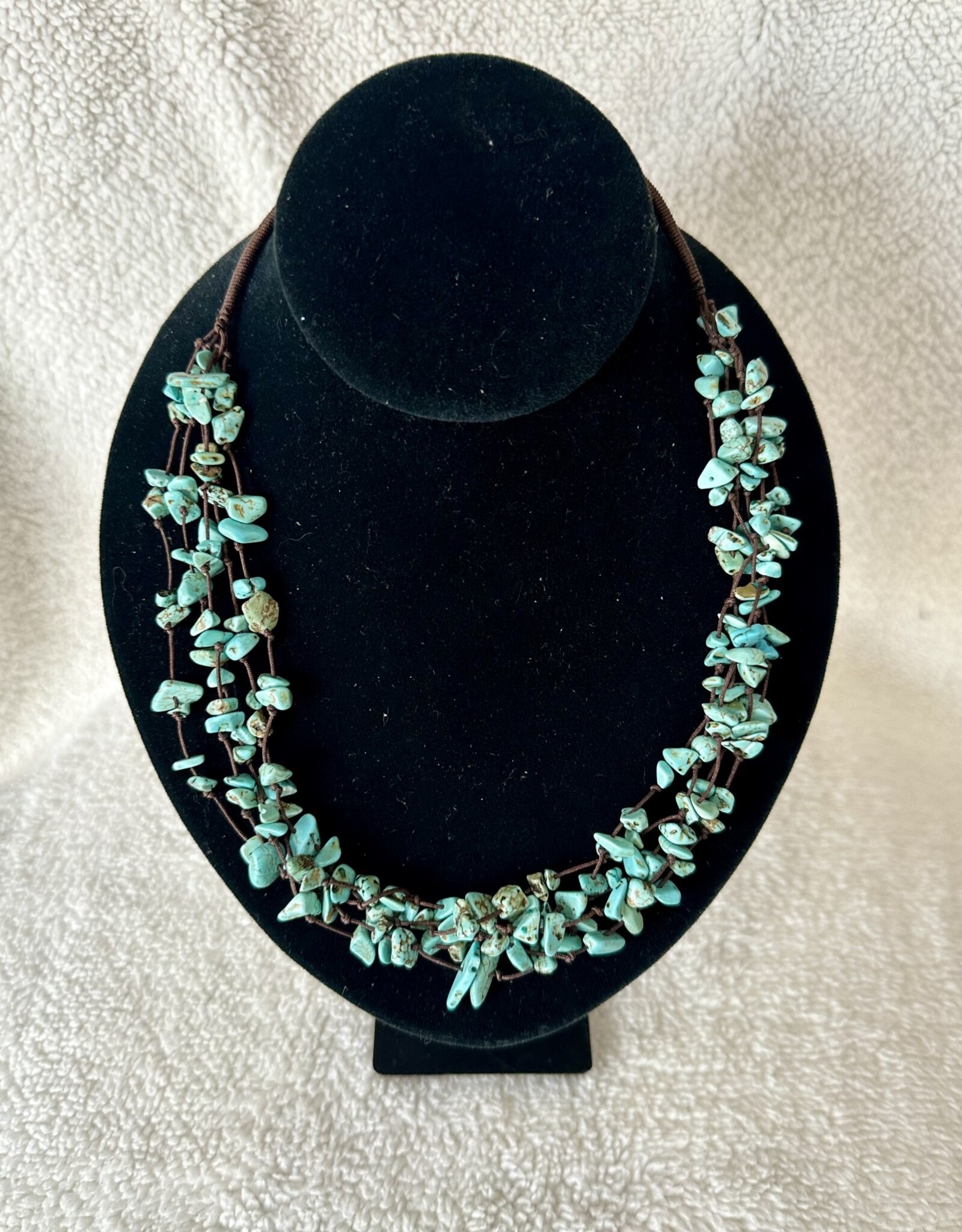 Todd Vonstein Turquoise Chip Hand Knotted Necklace