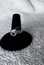 Black Tourmaline and Herkimer Diamond Ring | Sterling Silver | Size 8