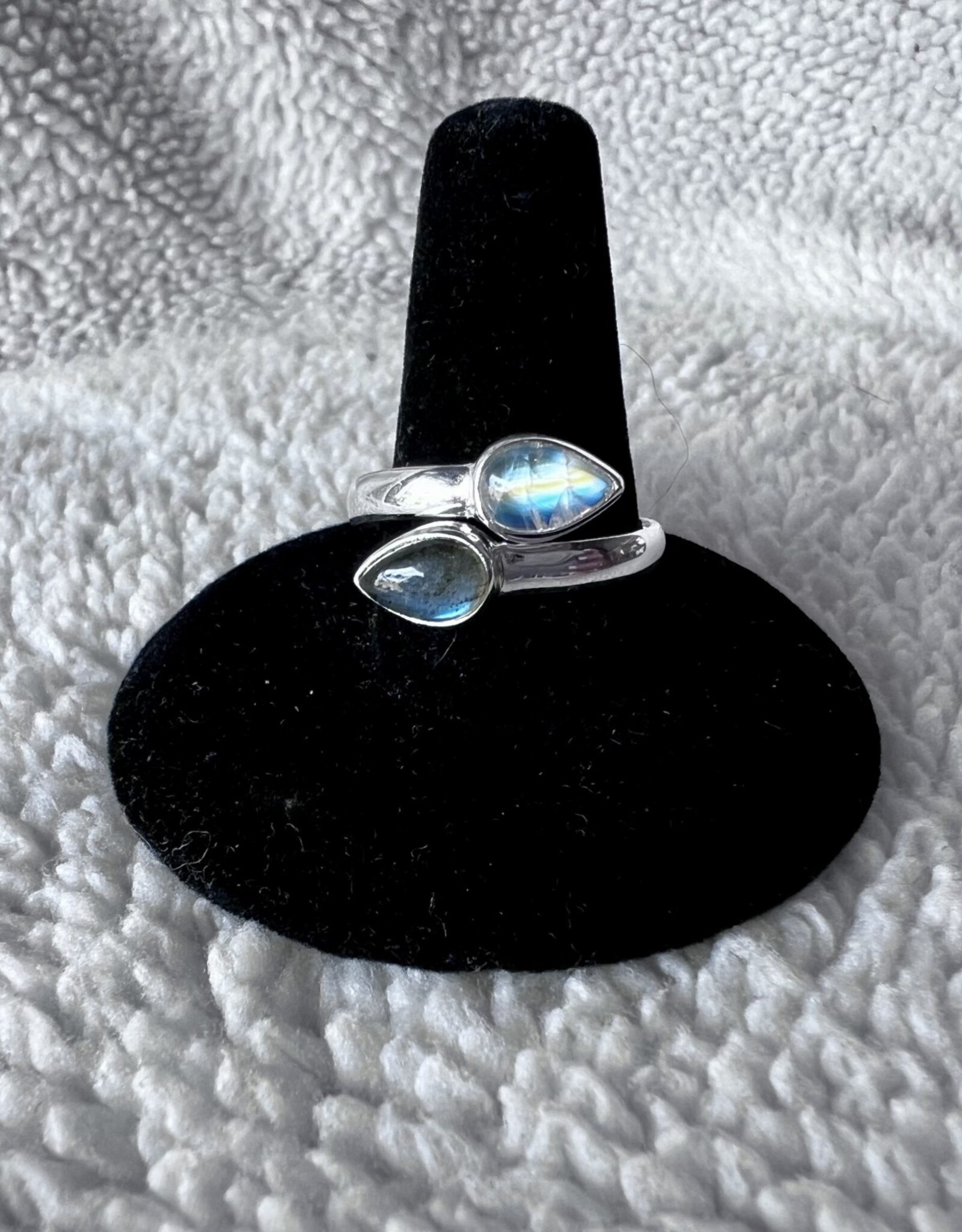 Moonstone & Labradorite Ring | Sterling Silver | Size 9