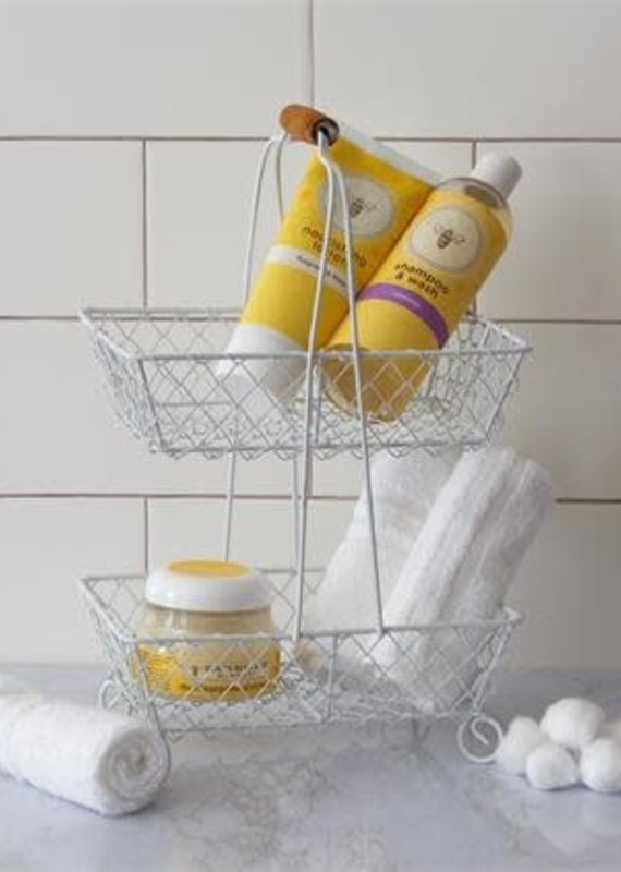 Audrey's Two Tiered White Wire Basket