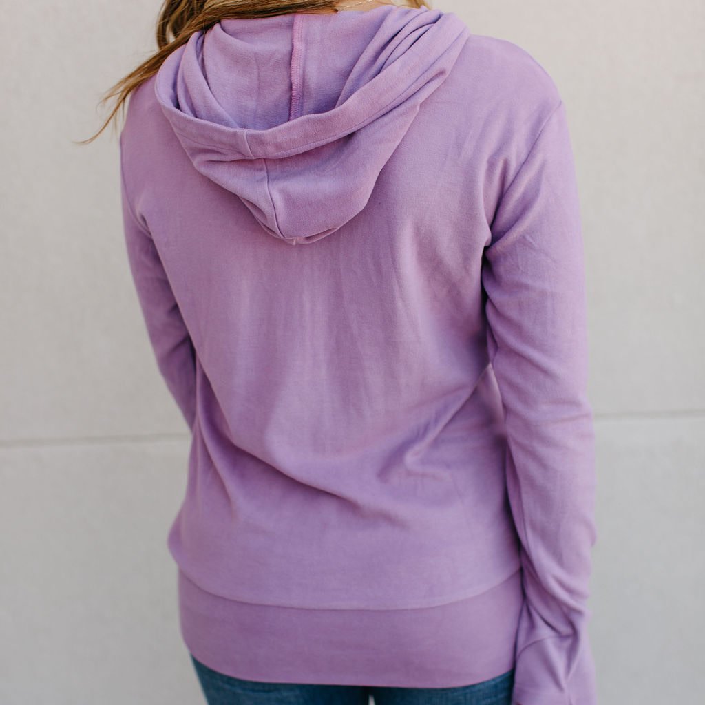 lilac zip hoodie