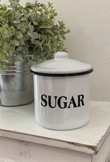 Mullberry White Labeled Enamelware Canisters