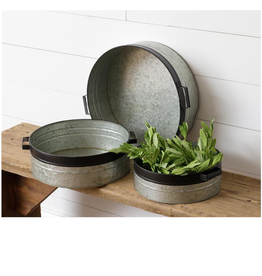 Audrey's Galvanized Metal Trays with Handles (3 Sizes)