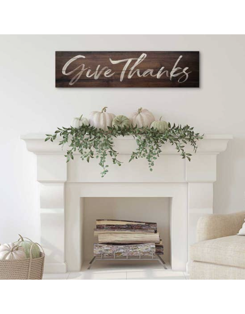 Kindred Hearts 40 x 10 Give Thanks Walnut Slatted Sign