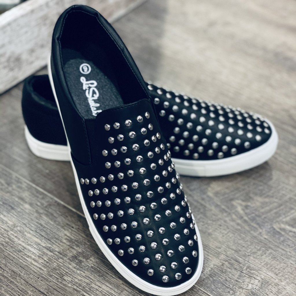 black studded slip on sneakers