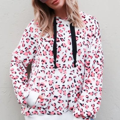pink leopard sherpa hoodie
