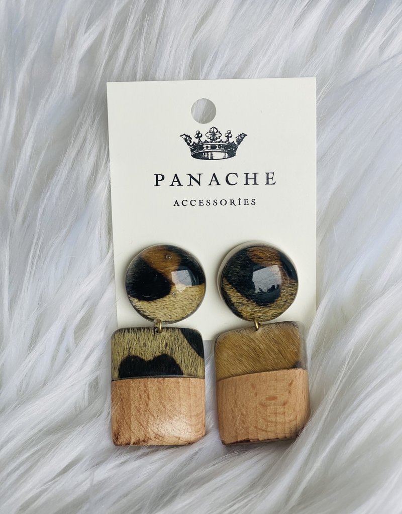 Panache Leopard Wood & Acrylic Earrings