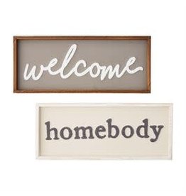 Mud Pie Mud Pie Welcome & Homebody Boucle Plaques