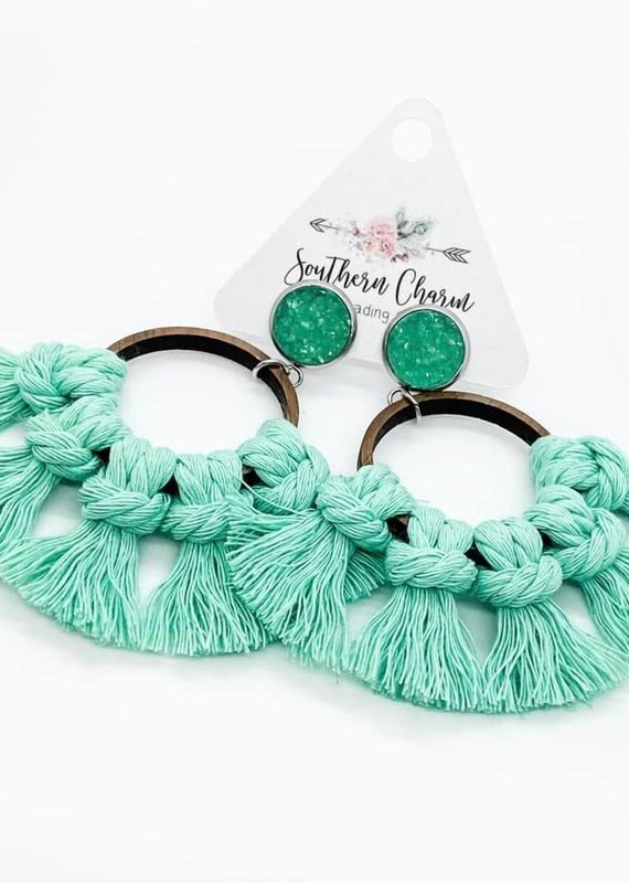 Southern Charm Trading Co Mint Spring Macrame Earrings