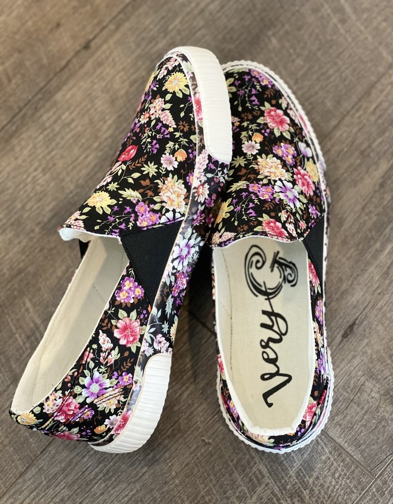 Very G Very G Roxanne Black Floral Shoes (6-11)