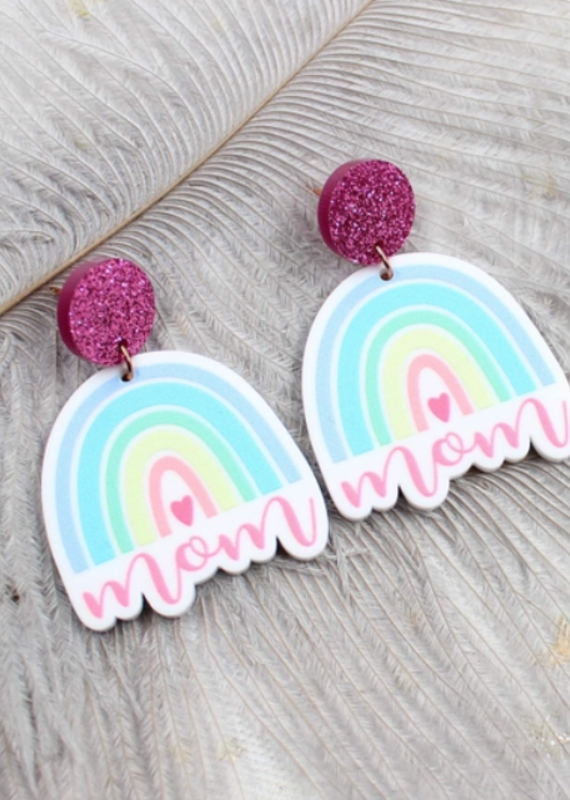 Lovelybeadz Mama White Rainbow Earrings