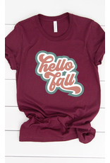 Bella Canvas Burgundy Hello Fall Retro Tee (S-3XL)