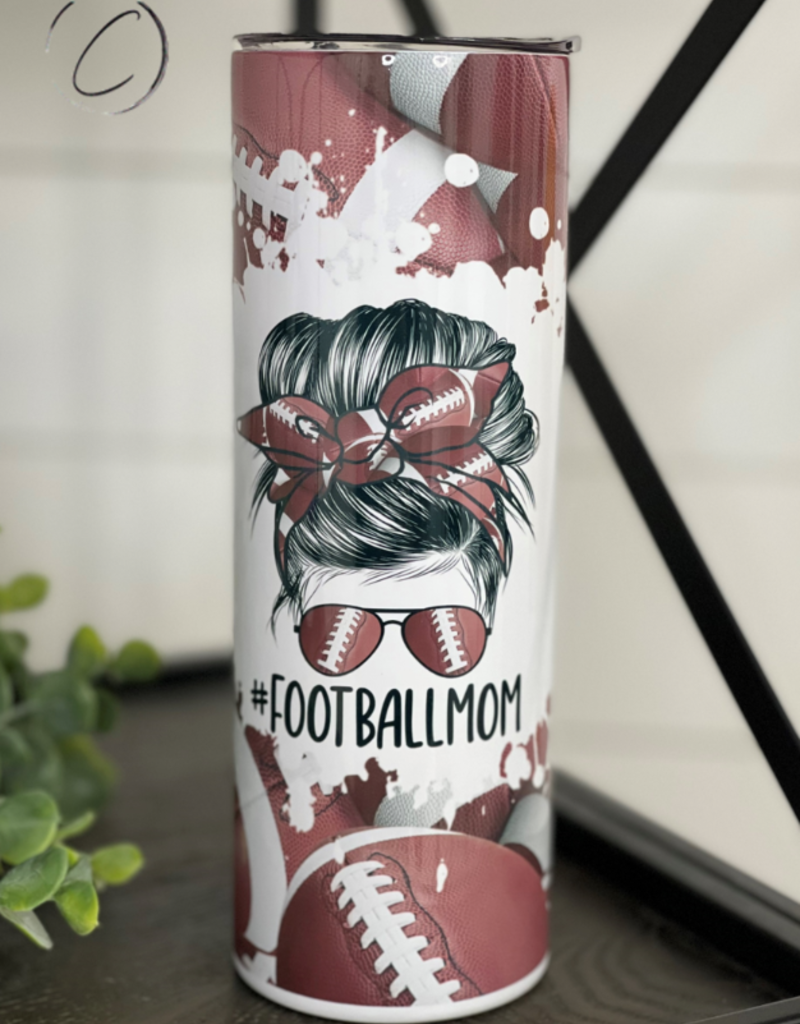 20oz Football Mom Tumbler Drinkware Tumblers & Water Glasses