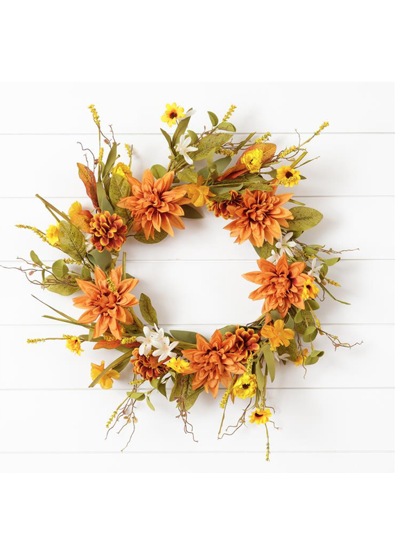 Audrey's Salmon Dahlia Fall Wreath