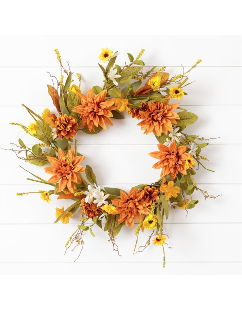 Audrey's Salmon Dahlia Fall Wreath
