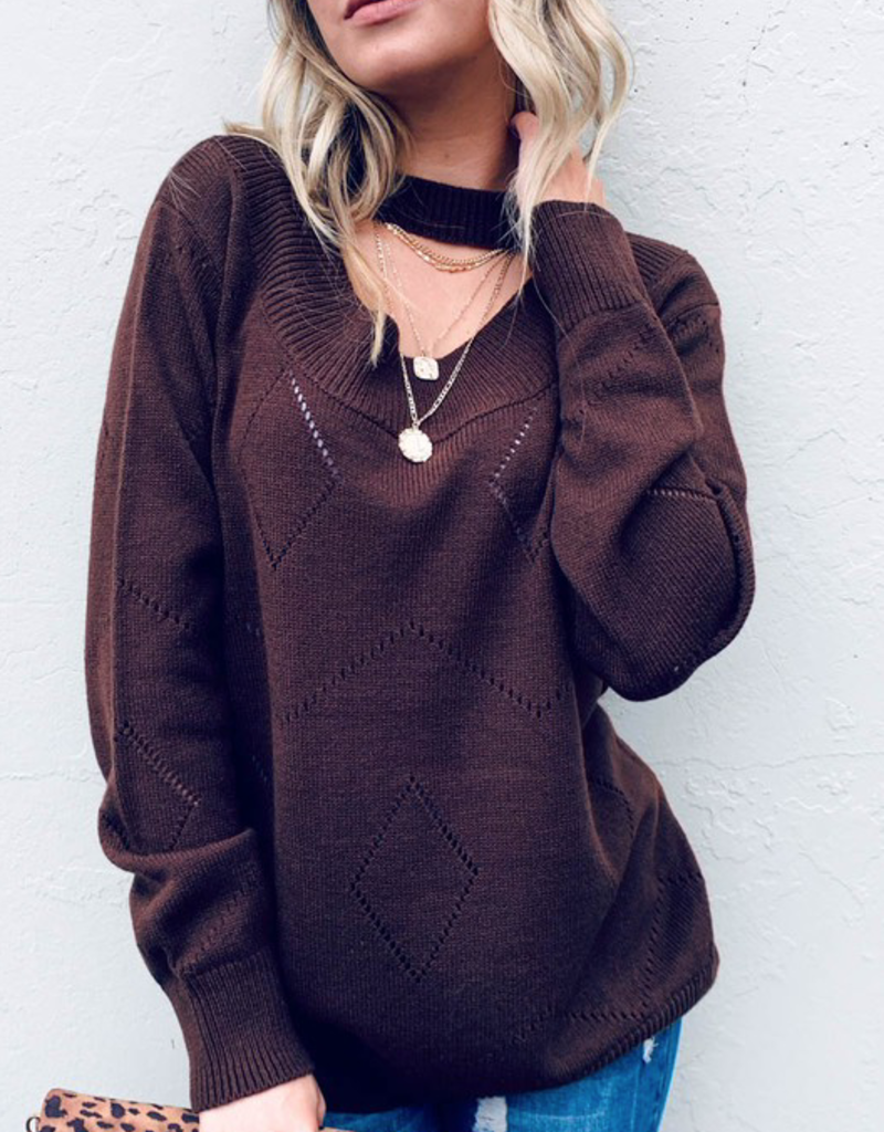 And the Why Chocolate Choker Sweater (S-L)