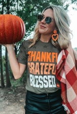 Bella Canvas Olive Thankful Grateful Blessed Star Tee (S-2XL)