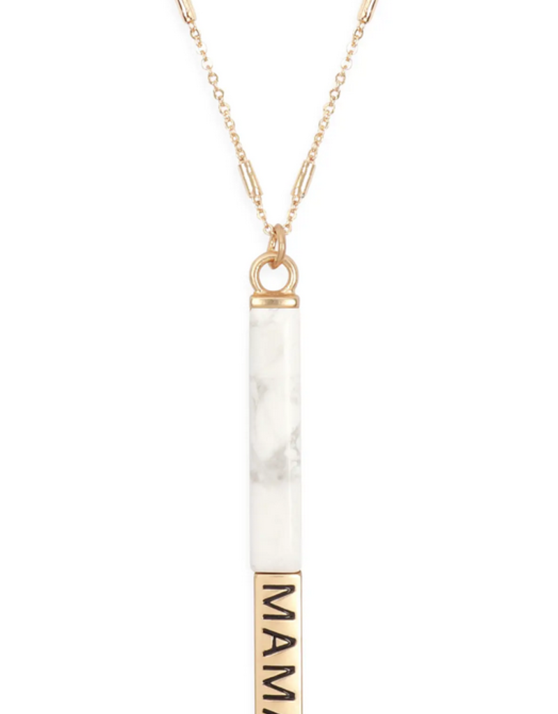 MYS Natural Stone Mama Pendant Bar Necklace