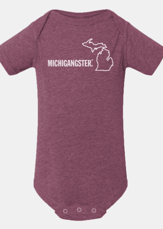 Michigan Awesome MichiGANGSTER Plum Onesie (3mo-18mo)