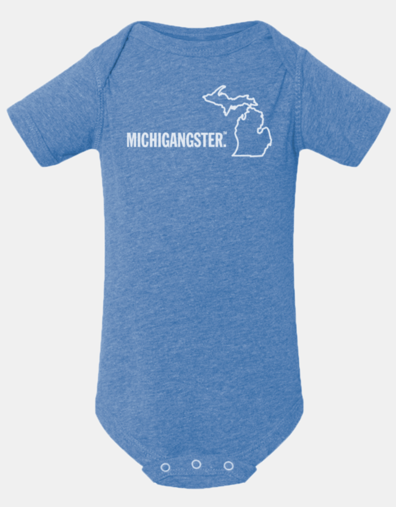 Michigan Awesome MichiGANGSTER Lake Blue Onesie (3mo-18mo)