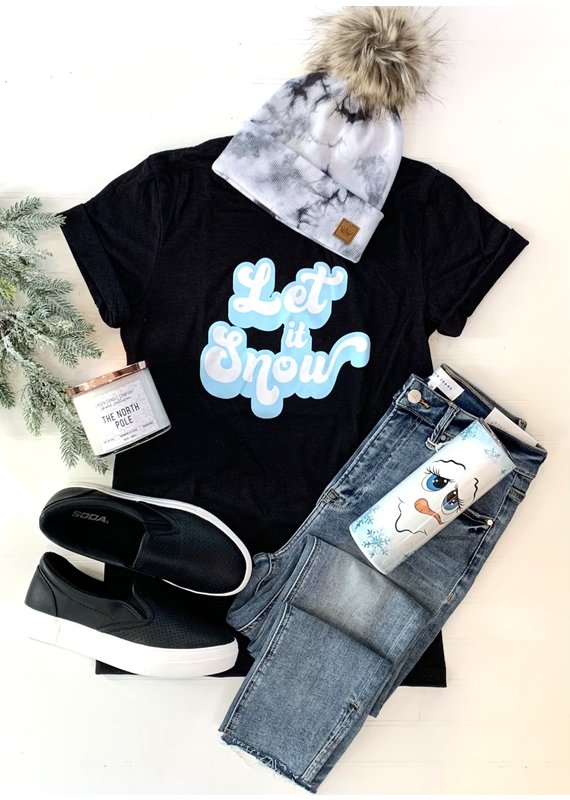 Bella Canvas Black & Ice Blue Let it Snow Tee (3XL Only)