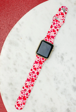 Prep Obsessed Valentine Pink 7 Red Hearts Silicone Apple Watch Band