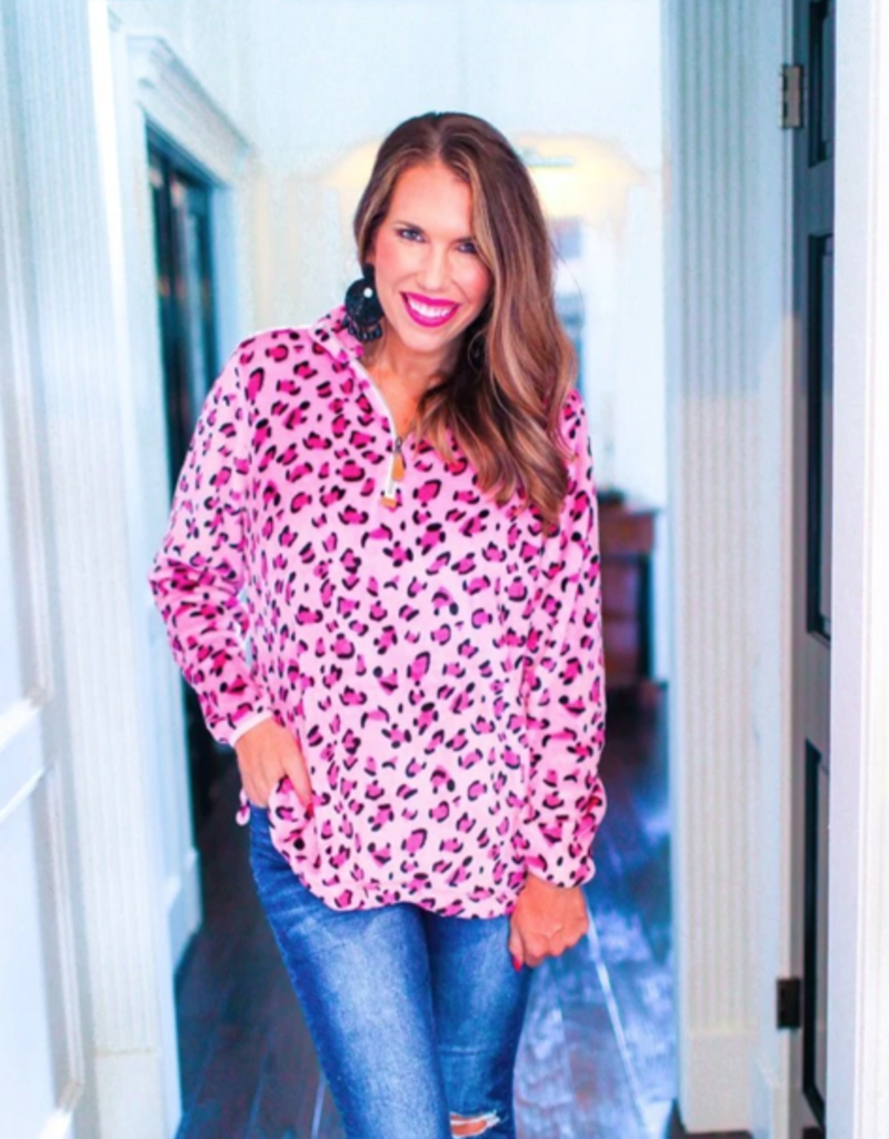 leopard fleece pullover
