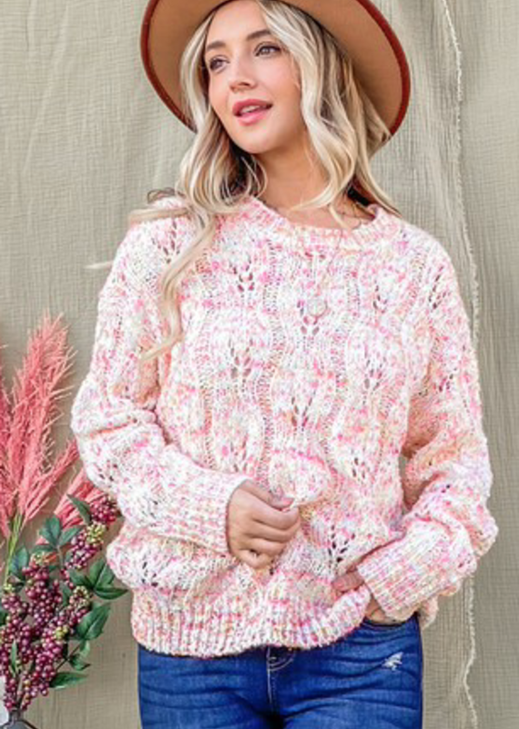 And the Why Cozy Pink Knit Sweater (S-L)