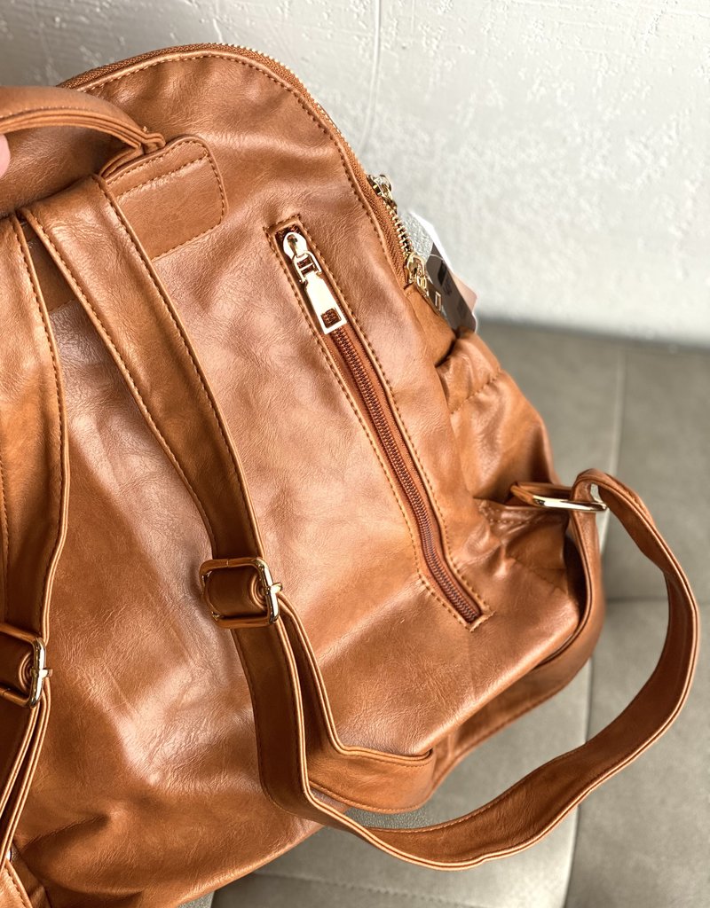Beauty Stash Brown Leopard Strap Tassel Backpack