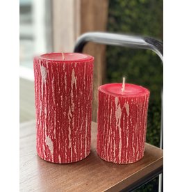 Hyoola Red Timberline Wood Pillar Candle (2 Sizes)