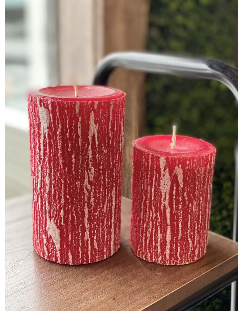 Hyoola Red Timberline Wood Pillar Candle (2 Sizes)