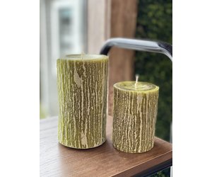 Bark Edged Large Wooden Pillar Candle Holder - Teton Timberline