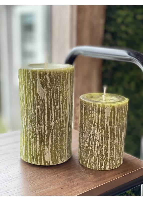 Hyoola Green Timberline Wood Pillar Candle (2 Sizes)