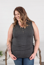Michelle Mae MM Charcoal Addison Henley Tank (S-3XL)