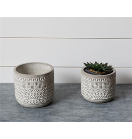 Audrey's Debossed Aztec Cement Planters