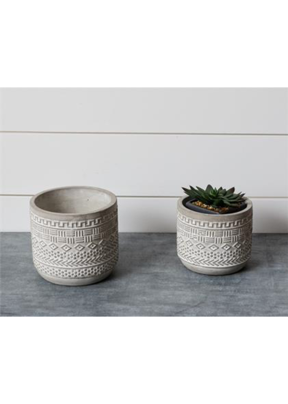 Audrey's Debossed Aztec Cement Planters