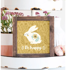 Clairmont & Co Be Happy Framed Bunny Sign
