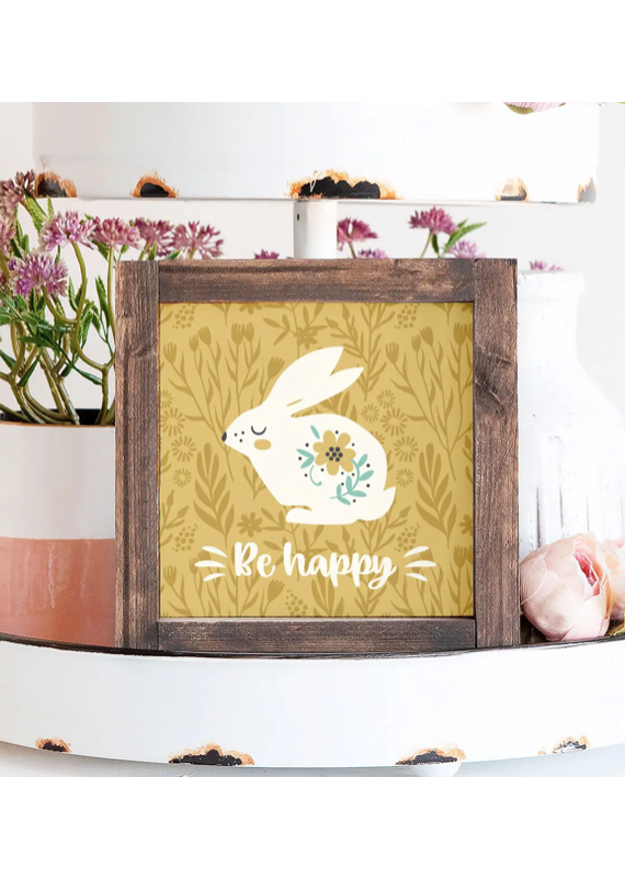 Clairmont & Co Be Happy Framed Bunny Sign