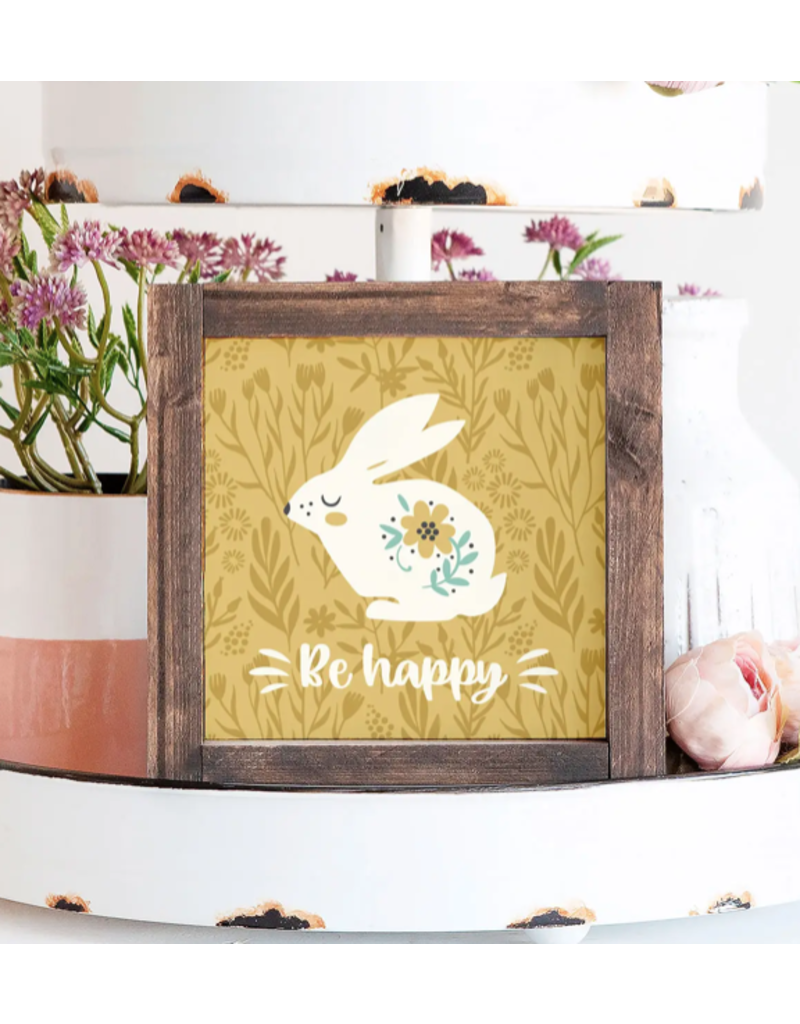 Clairmont & Co Be Happy Framed Bunny Sign