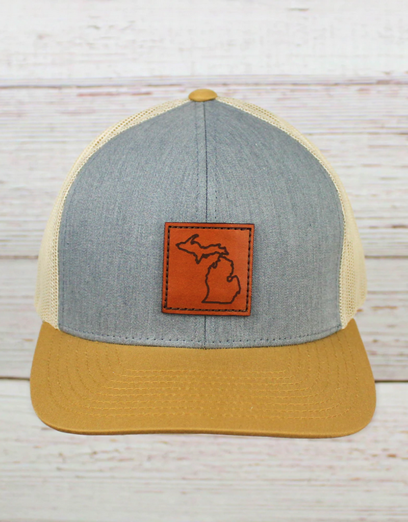 Michigan Awesome MI Awesome Leather Patch Trucker Hats