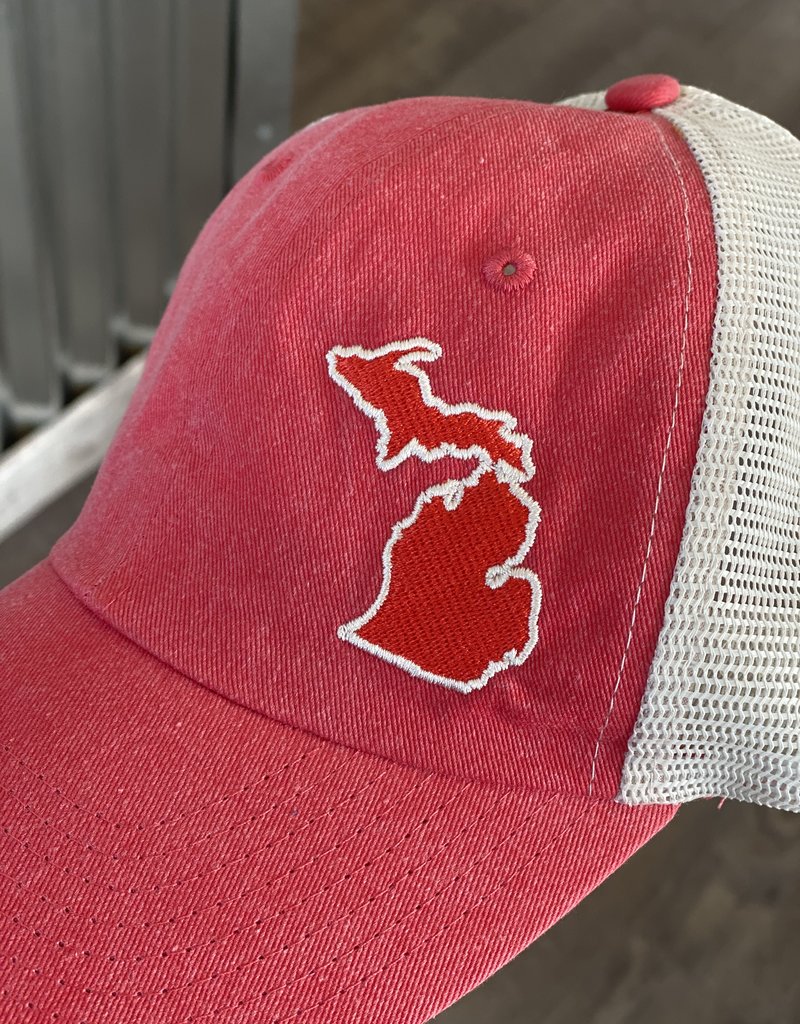 Michigan Awesome MI Awesome Vintage Red Classic Trucker Hat