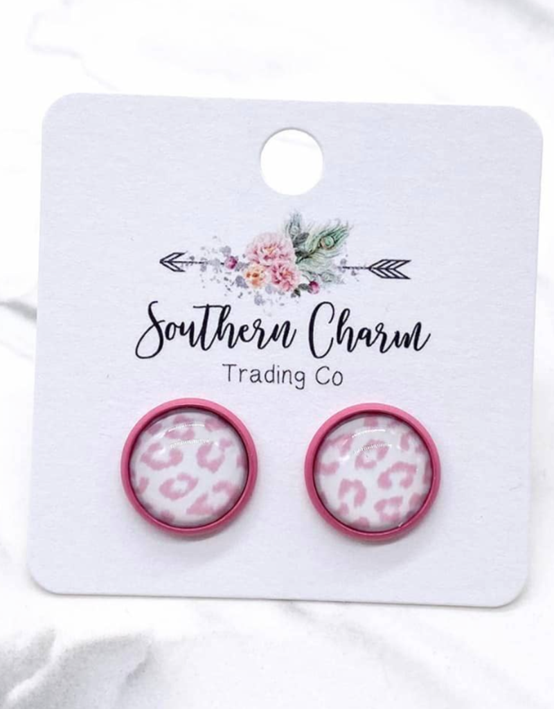Southern Charm Trading Co Pastel Pink Leopard Earrings