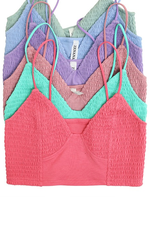 Zenana Coral Pink Smocked Triangle Bralette (1XL & 3XL Only)
